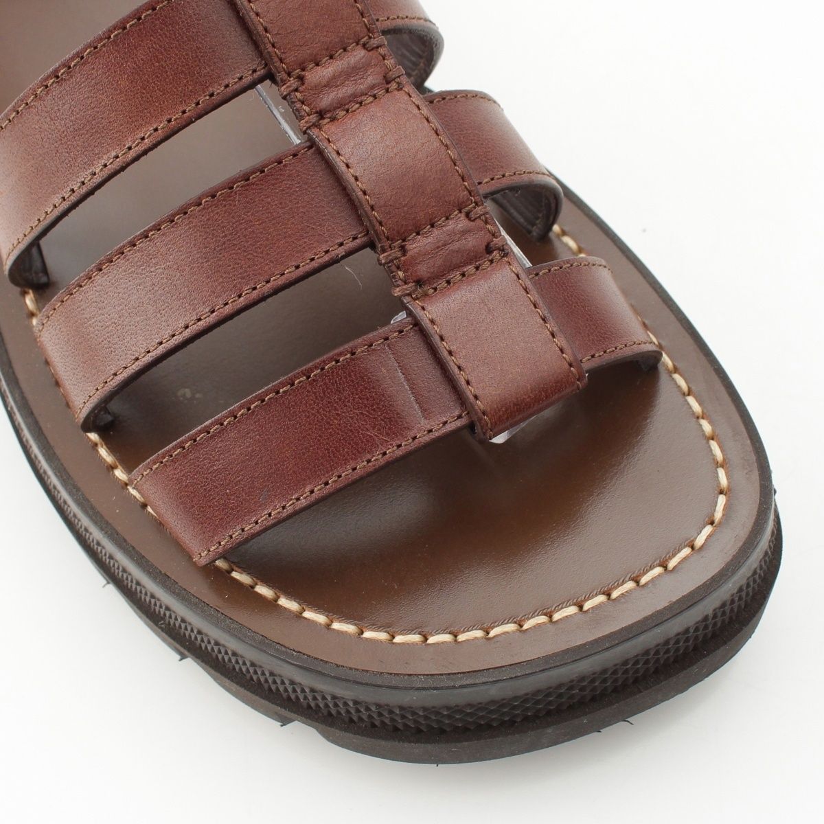 Celine Triomphe Leather Clair Gladiator Sandals Dark Brown — view 6