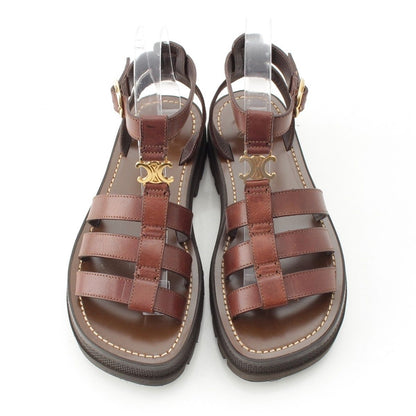 Celine Triomphe Leather Clair Gladiator Sandals Dark Brown — view 2
