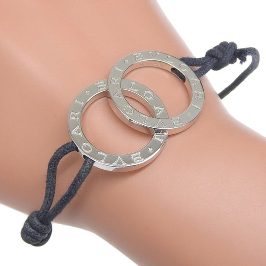 Bvlgari Bangle 925 Sterling Silver Leather Bracelet
