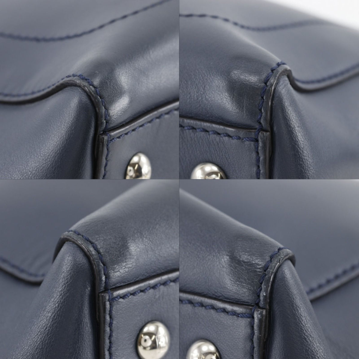 Fendi Com 2-Way Shoulder Calfskin Navy Blue Handbag — view 4