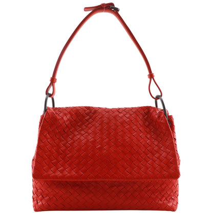 Bottega Veneta Intrecciato Calfskin Red Shoulder Bag