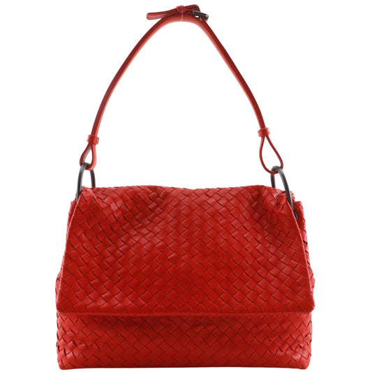 Bottega Veneta Intrecciato Calfskin Red Shoulder Bag