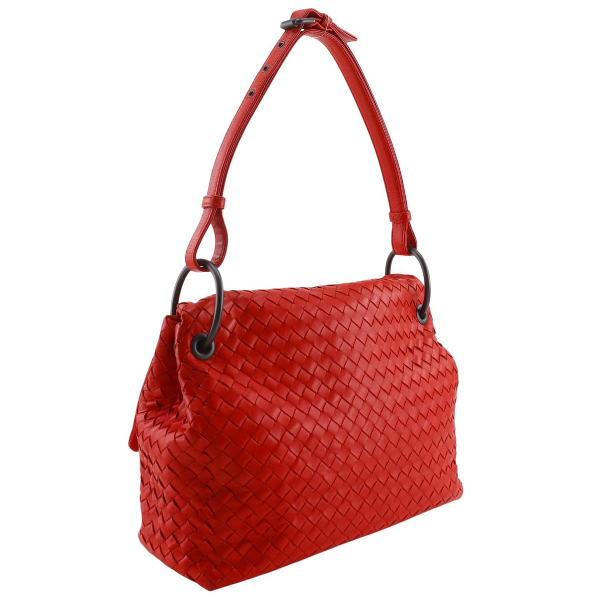 Bottega Veneta Intrecciato Calfskin Red Shoulder Bag — view 3