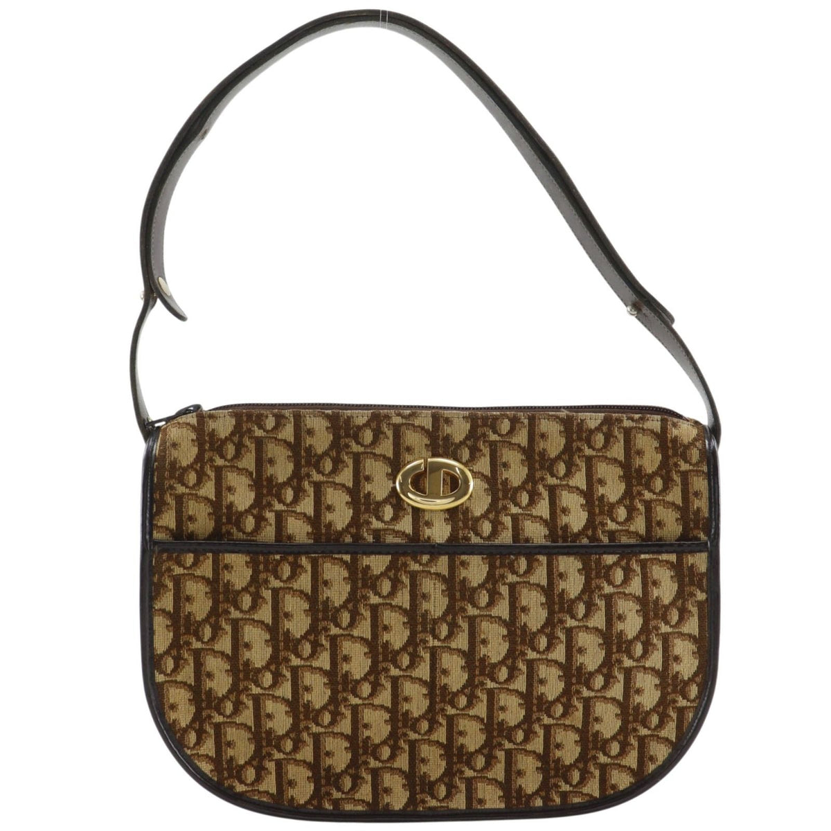 Dior Trotter CD Logo Vintage Canvas Brown Shoulder Bag