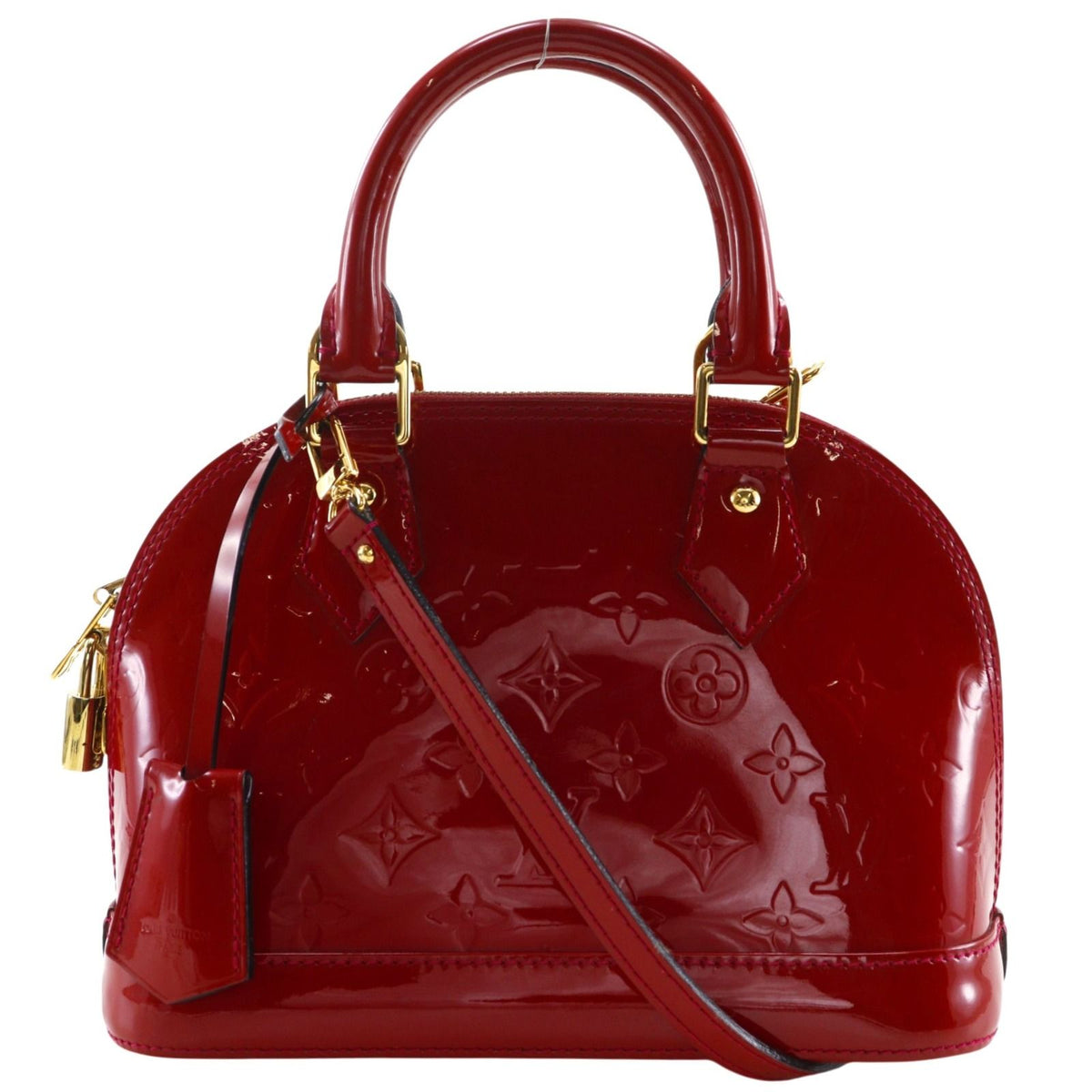 Louis Vuitton Alma BB 2-Way Shoulder Monogram Vernis Pomme D'amour Red Handbag