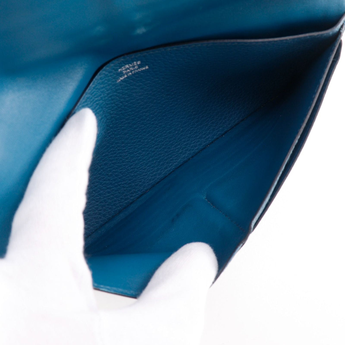 Hermes Dogon Long Taurillon Clemence Blue Wallet — view 7