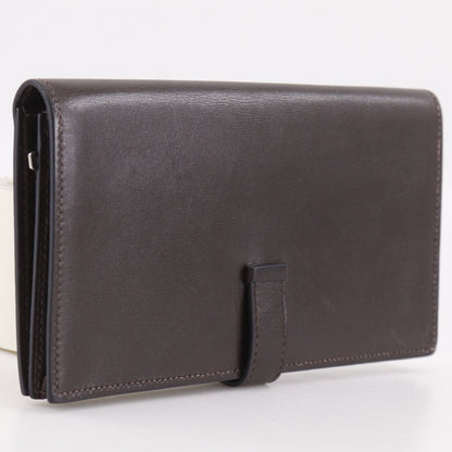 Hermes Bearn Soufflet Box Calf Brown Silver Wallet — view 3