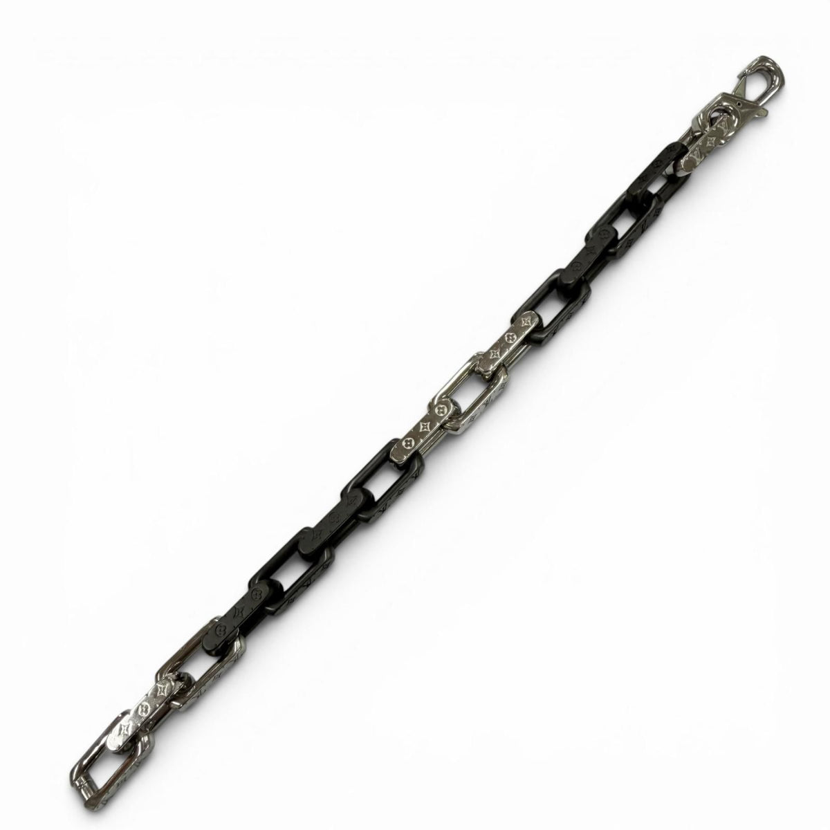 Louis Vuitton Bracelet Monogram Chain Black Silver — view 2