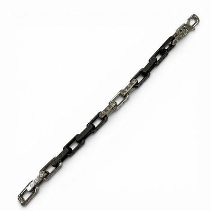 Louis Vuitton Bracelet Monogram Chain Black Silver — view 2