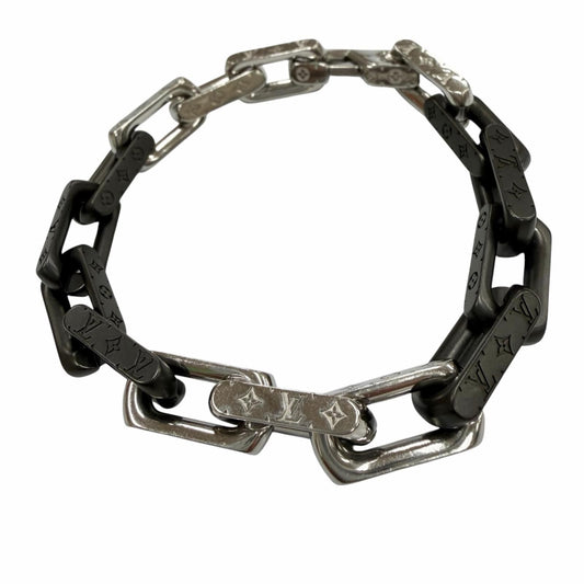 Louis Vuitton Bracelet Monogram Chain Black Silver
