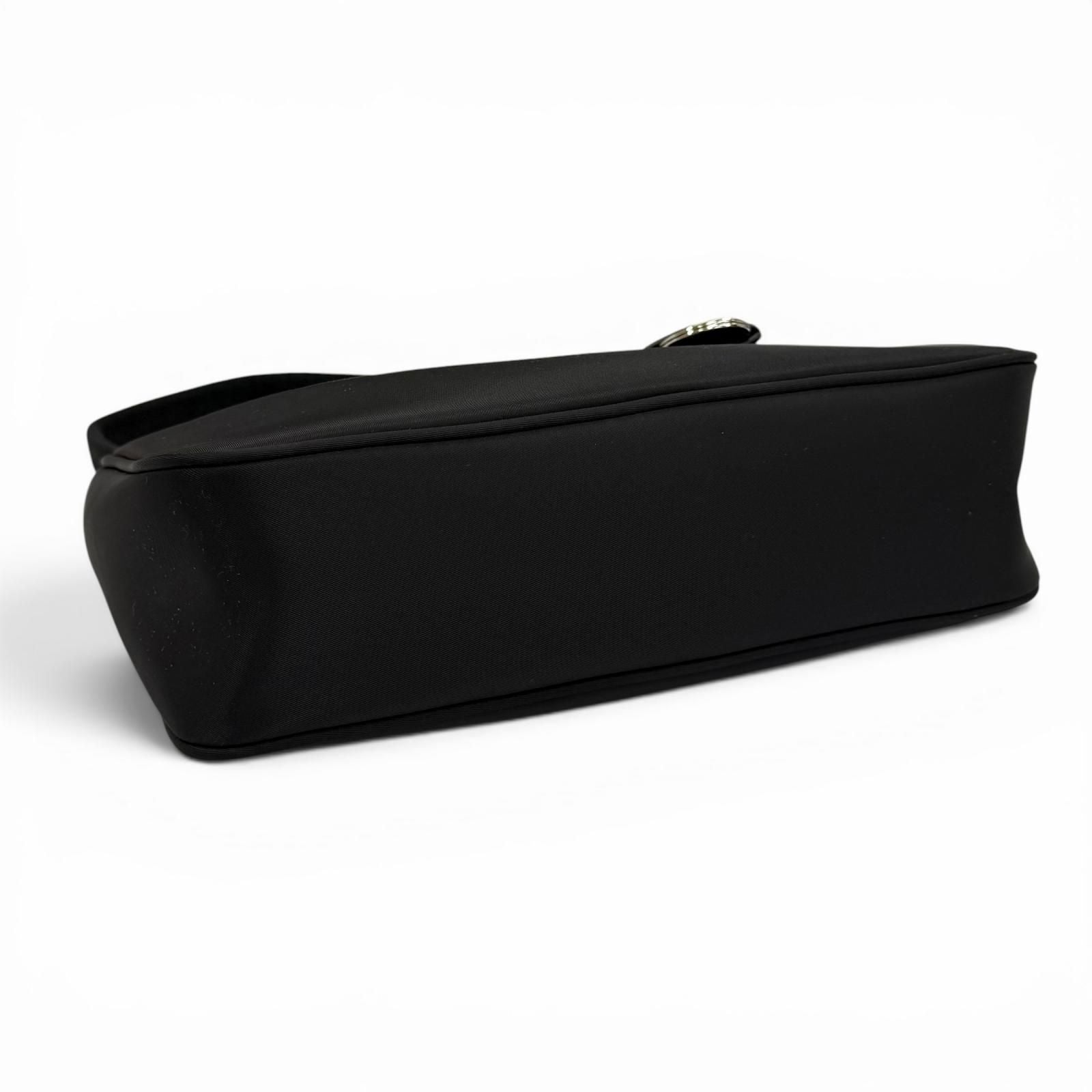 Prada Re Edition Re-Nylon Mini Bag With Triangular Plate Charm Black — view 4
