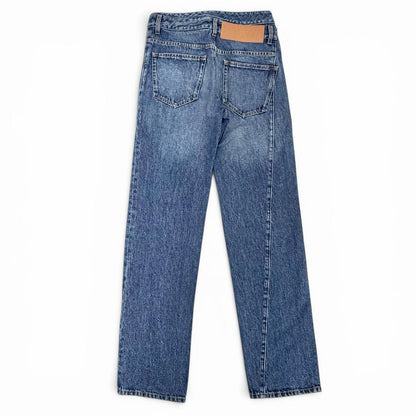 Loewe Asymmetric JE Denim Logo Leather Patch Pants Indigo Blue 46 — view 2