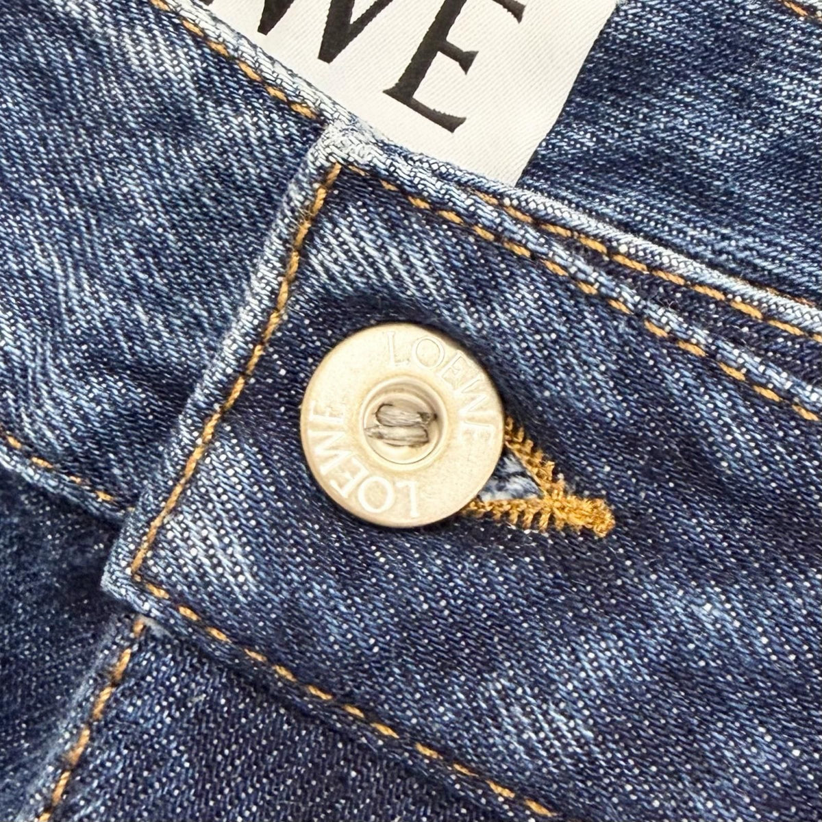 Loewe Asymmetric JE Denim Logo Leather Patch Pants Indigo Blue 46 — view 8