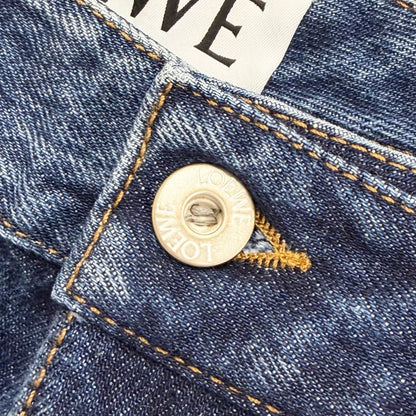 Loewe Asymmetric JE Denim Logo Leather Patch Pants Indigo Blue 46 — view 8