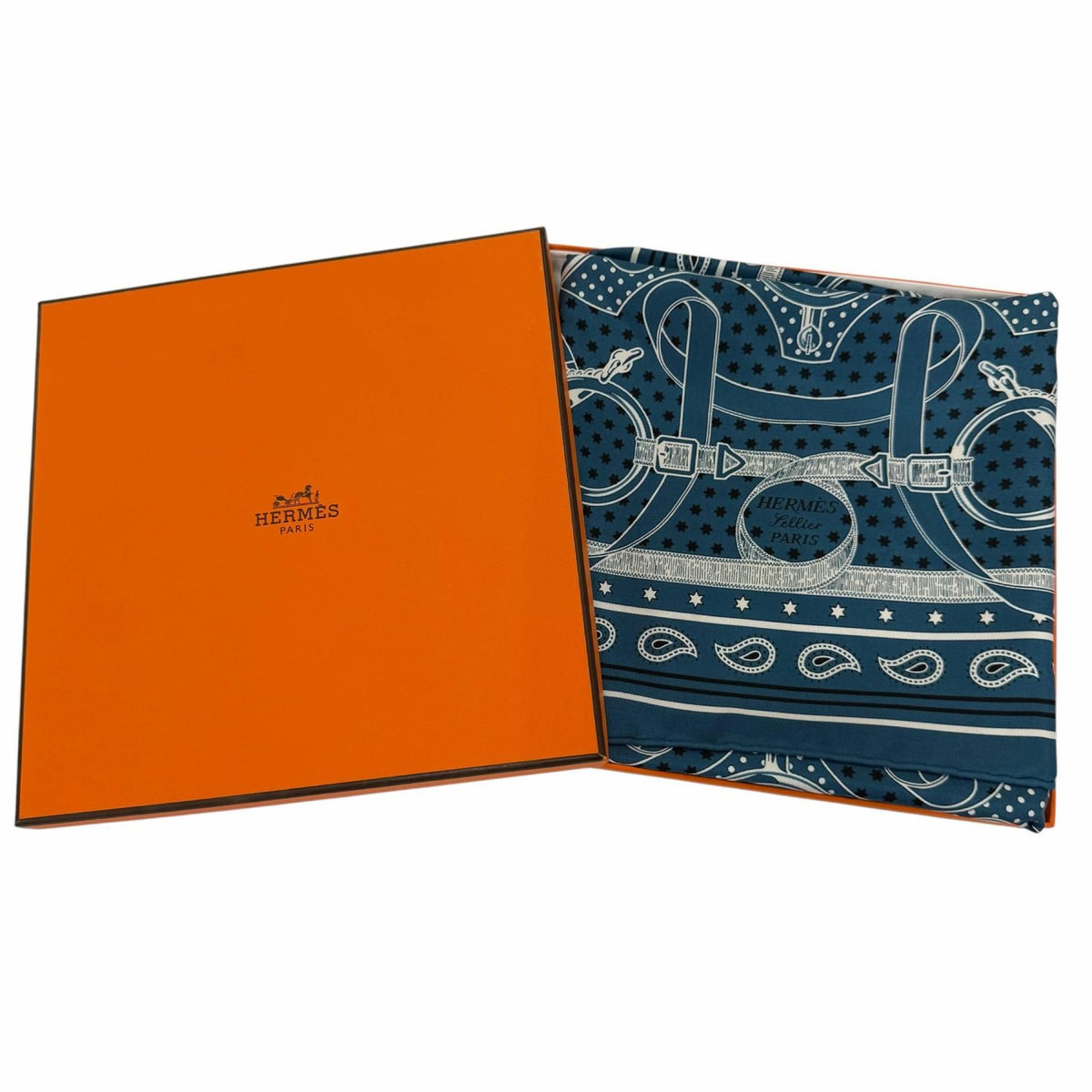Hermes Carre 55 Apron Dole Bandana 100% Silk Scarf Blue — view 2