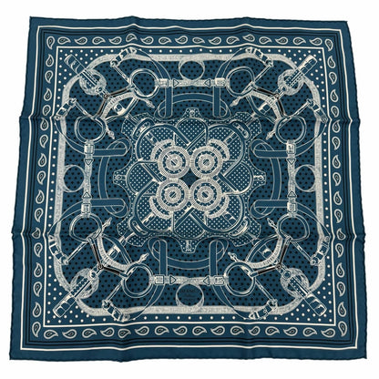 Hermes Carre 55 Apron Dole Bandana 100% Silk Scarf Blue