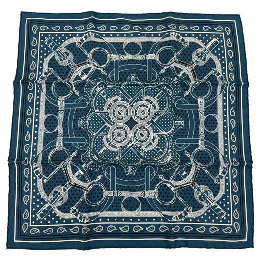 Hermes Carre 55 Apron Dole Bandana 100% Silk Scarf Blue