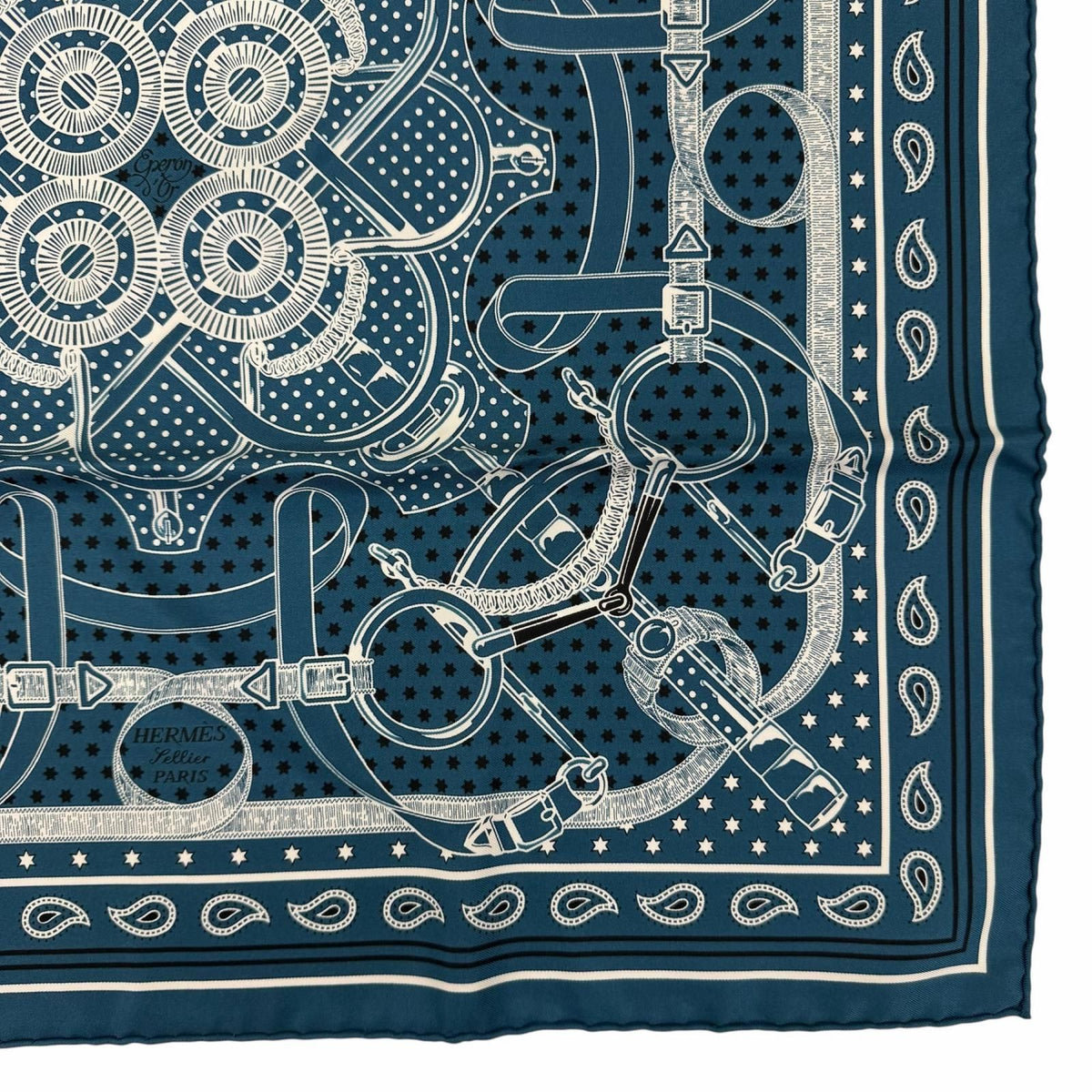 Hermes Carre 55 Apron Dole Bandana 100% Silk Scarf Blue — view 5