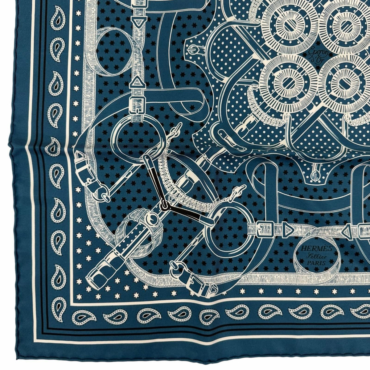 Hermes Carre 55 Apron Dole Bandana 100% Silk Scarf Blue — view 6