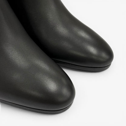 Hermes Saint Germain Silver Kelly Buckle Leather Short Boots Black — view 7
