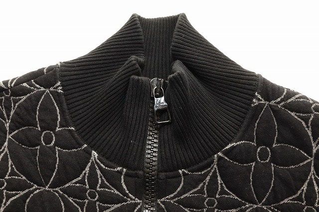 Louis Vuitton Zip Sle Monogram Flower Quilted Jacket M Embroidery Black — view 6