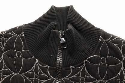 Louis Vuitton Zip Sle Monogram Flower Quilted Jacket M Embroidery Black — view 6