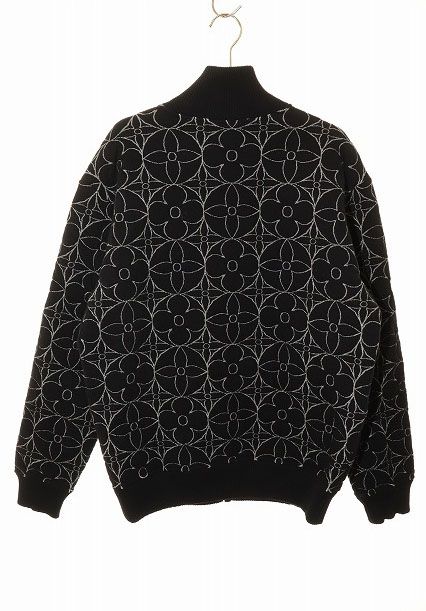 Louis Vuitton Zip Sle Monogram Flower Quilted Jacket M Embroidery Black — view 2