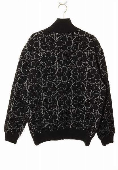 Louis Vuitton Zip Sle Monogram Flower Quilted Jacket M Embroidery Black — view 2