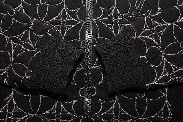 Louis Vuitton Zip Sle Monogram Flower Quilted Jacket M Embroidery Black — view 4