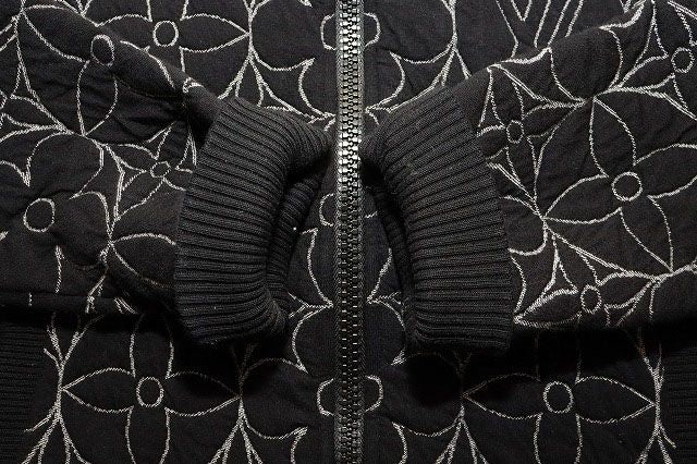Louis Vuitton Zip Sle Monogram Flower Quilted Jacket M Embroidery Black — view 5