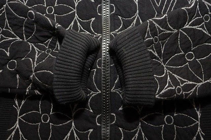 Louis Vuitton Zip Sle Monogram Flower Quilted Jacket M Embroidery Black — view 5