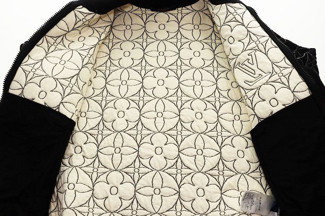 Louis Vuitton Zip Sle Monogram Flower Quilted Jacket M Embroidery Black — view 8