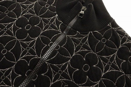 Louis Vuitton Zip Sle Monogram Flower Quilted Jacket M Embroidery Black — view 3