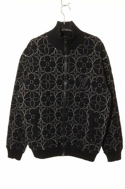 Louis Vuitton Zip Sle Monogram Flower Quilted Jacket M Embroidery Black