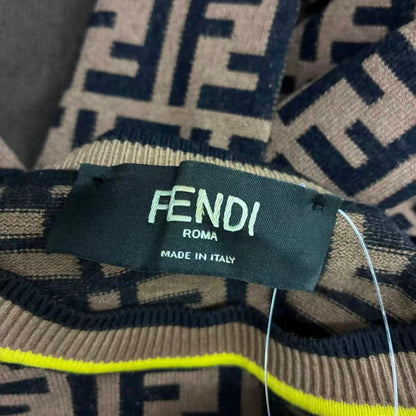 Fendi Sweater Knit Logo FF Zucca Pattern Brown 44 — view 7