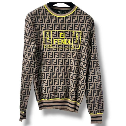 Fendi Sweater Knit Logo FF Zucca Pattern Brown 44 — view 2