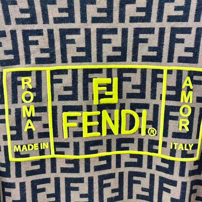 Fendi Sweater Knit Logo FF Zucca Pattern Brown 44 — view 4