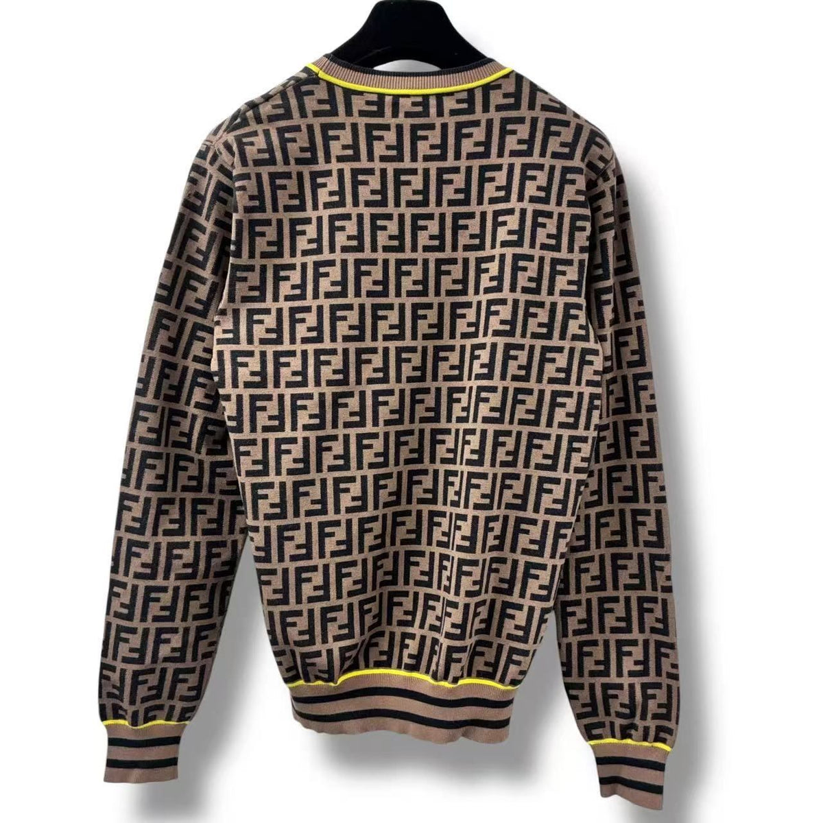 Fendi Sweater Knit Logo FF Zucca Pattern Brown 44 — view 3