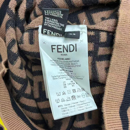 Fendi Sweater Knit Logo FF Zucca Pattern Brown 44 — view 6