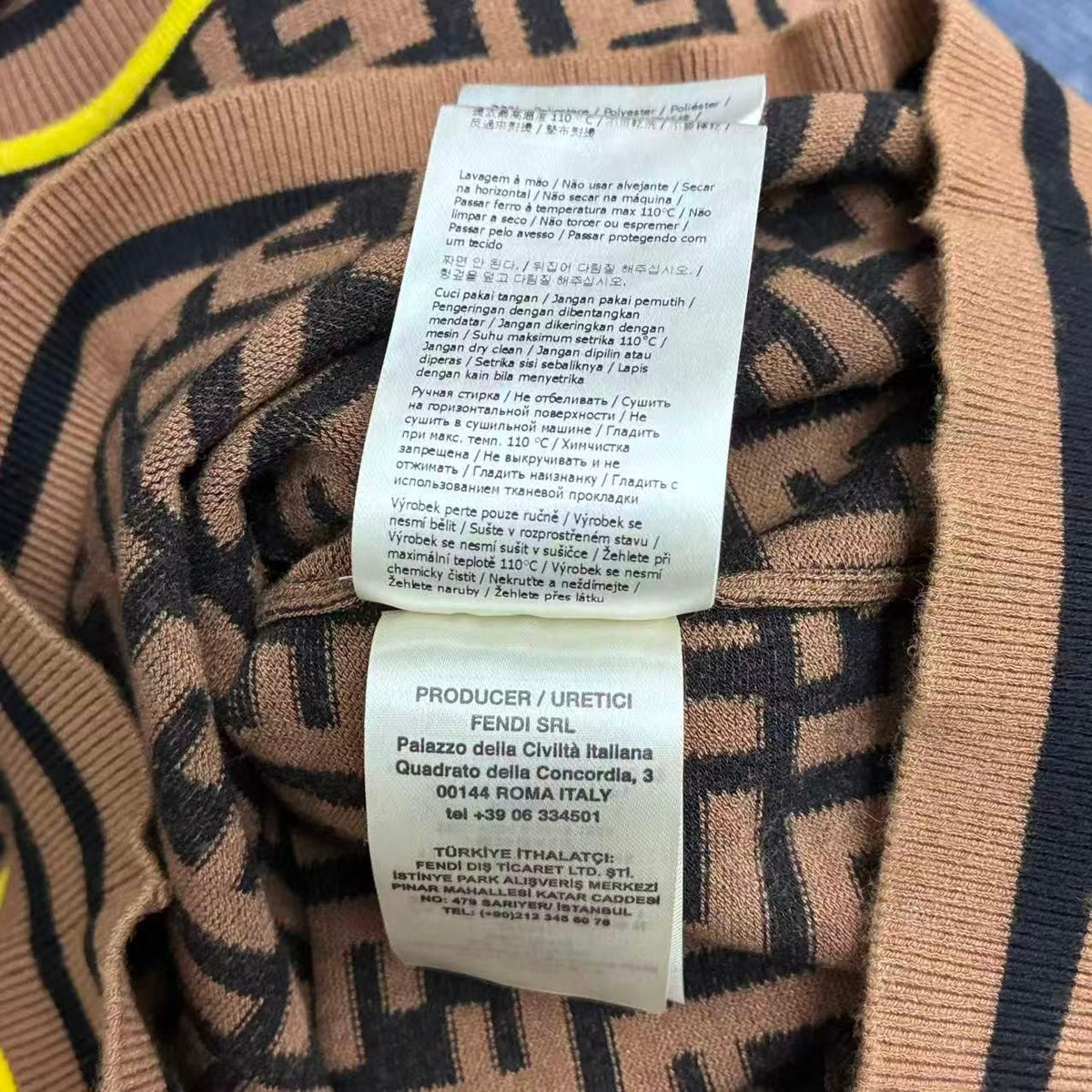 Fendi Sweater Knit Logo FF Zucca Pattern Brown 44 — view 8