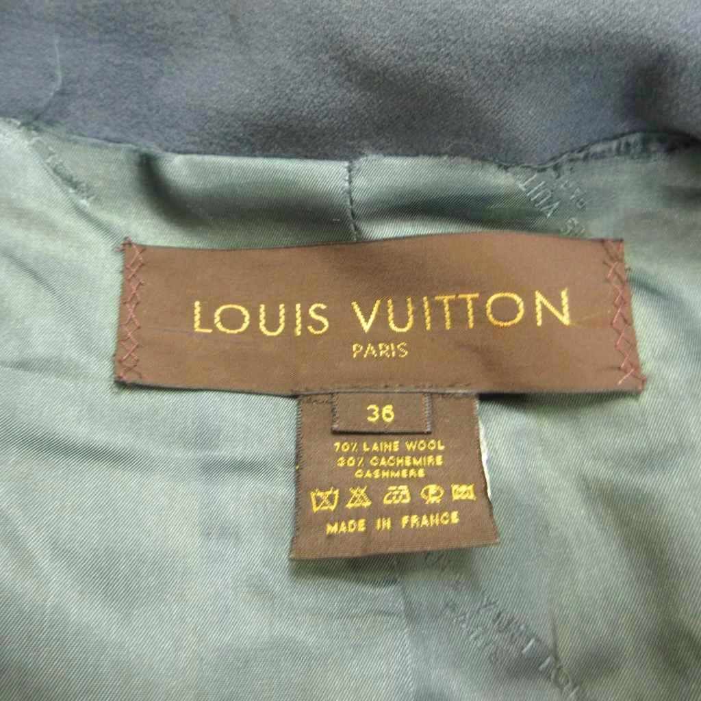 Louis Vuitton Coat Wool 36 Blue Double Breasted Long Sleeve Long Length Logo — view 6