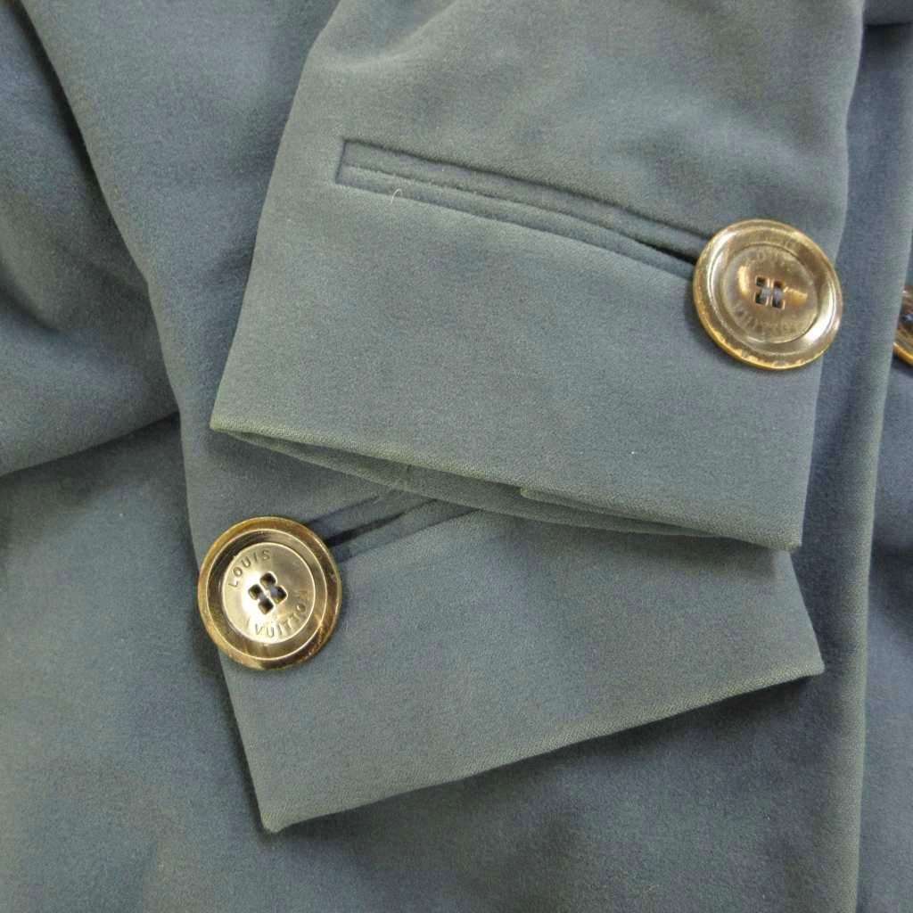 Louis Vuitton Coat Wool 36 Blue Double Breasted Long Sleeve Long Length Logo — view 7