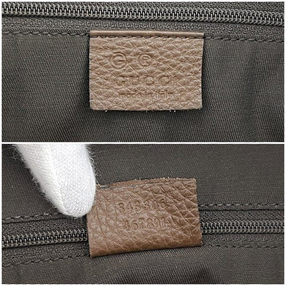 Gucci Tote Bag Brown Interlocking G Leather Logo Gray — view 3