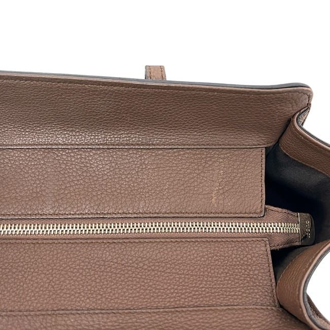 Gucci Tote Bag Brown Interlocking G Leather Logo Gray — view 6