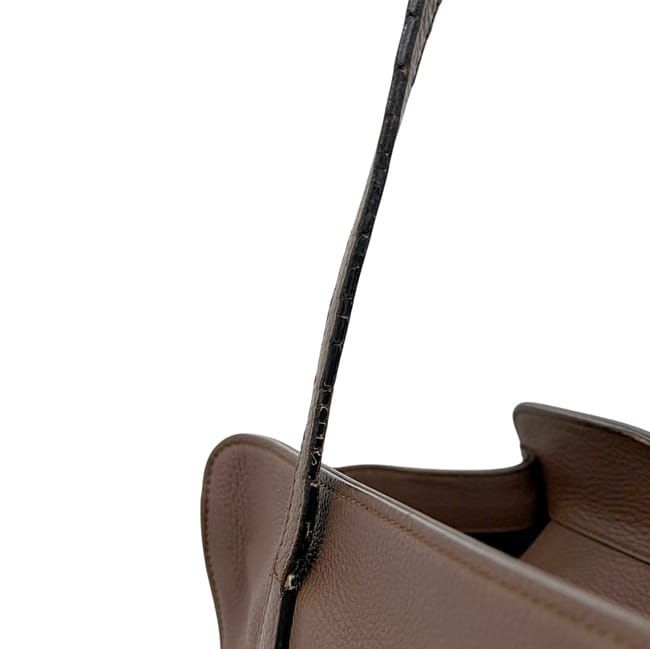 Gucci Tote Bag Brown Interlocking G Leather Logo Gray — view 5