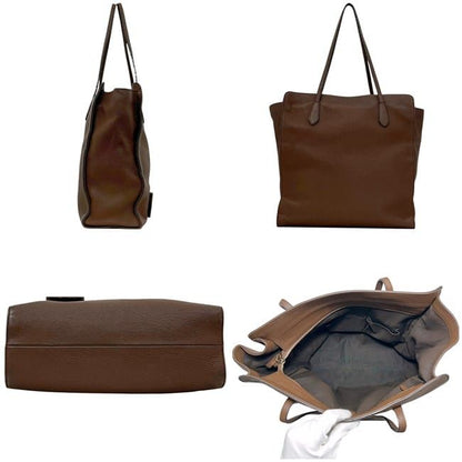 Gucci Tote Bag Brown Interlocking G Leather Logo Gray — view 2