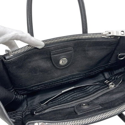 Prada 2-Way Black Nero Leather Glace Calfskin Studs 231 Shoulder Bag — view 4