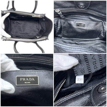 Prada 2-Way Black Nero Leather Glace Calfskin Studs 231 Shoulder Bag — view 3