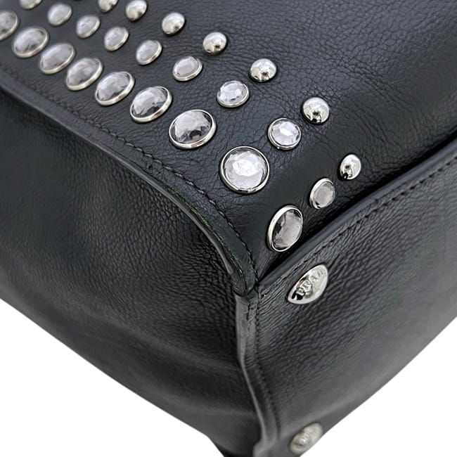 Prada 2-Way Black Nero Leather Glace Calfskin Studs 231 Shoulder Bag — view 6