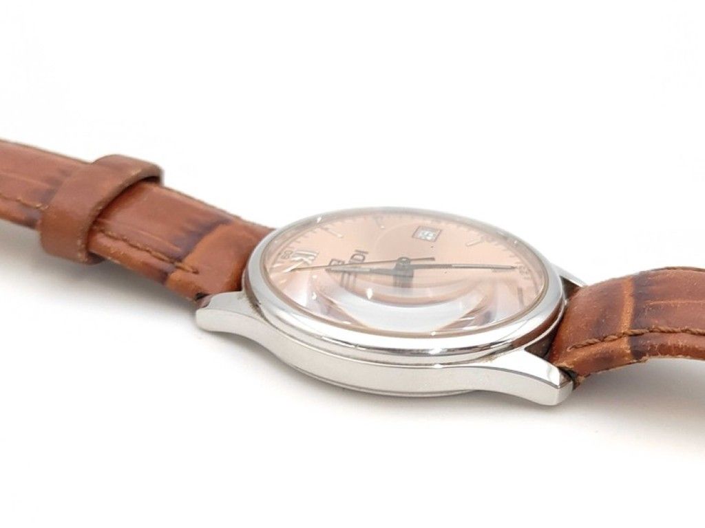 Fendi Watch Olologi Pink Dial Silver Brown Stainless Steel Leather — view 3